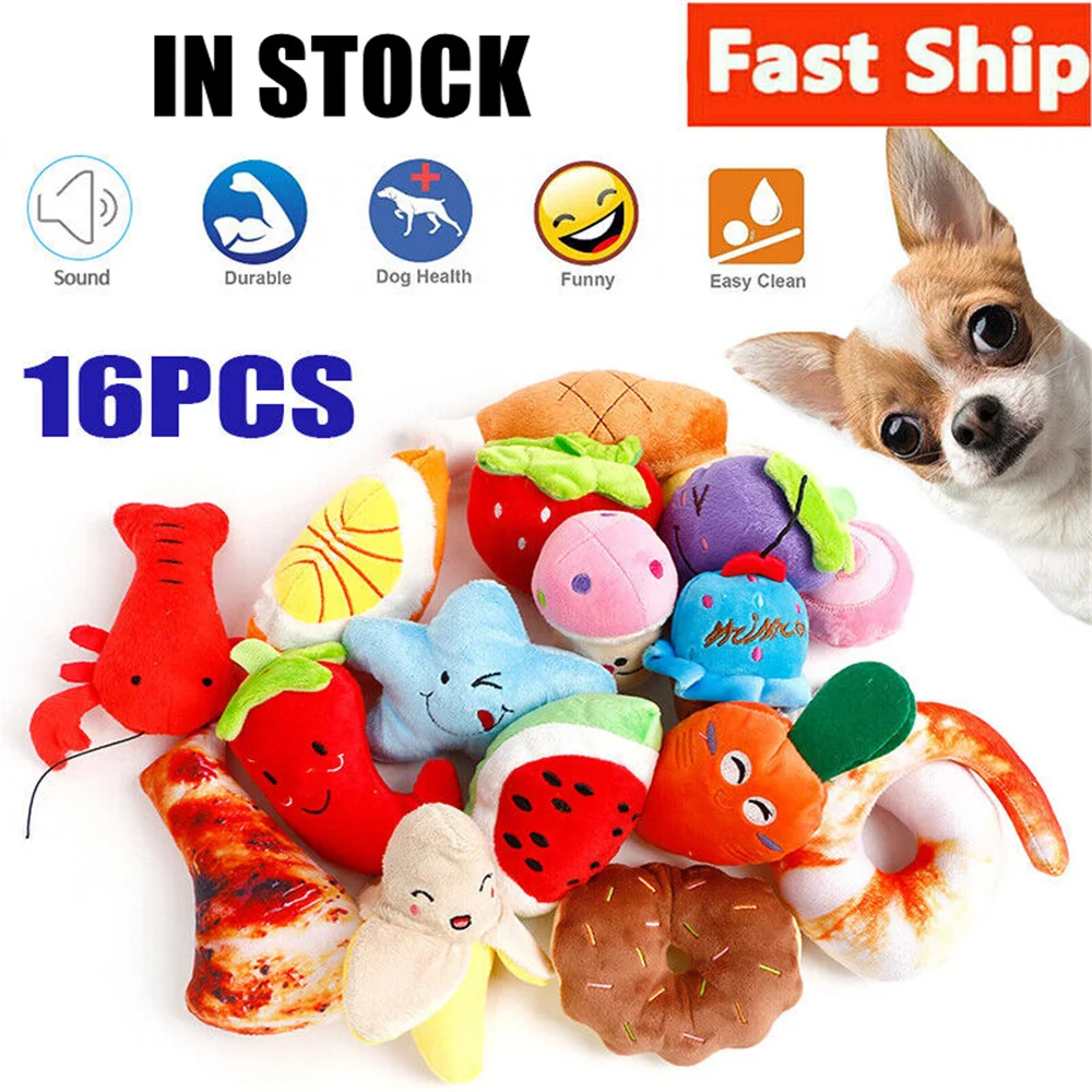 

16pcs Squeaky Dog Toys Pet Chew Puppy Plush Sound Chew Toy Set for Small Dogs Cats Bite-Resistant Training Supplies
