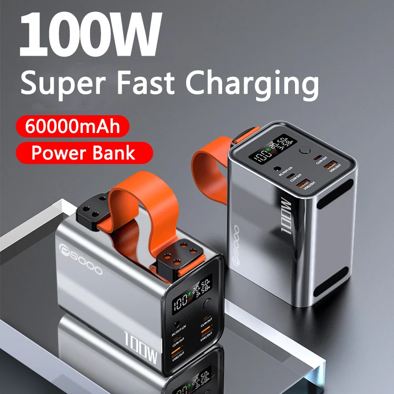

Power Bank 60000mAh 100W Type C PD Fast Charging for iPhone Samsung Laptop Notebook Powerbank 12V DC Port for Heated Vest Jacket