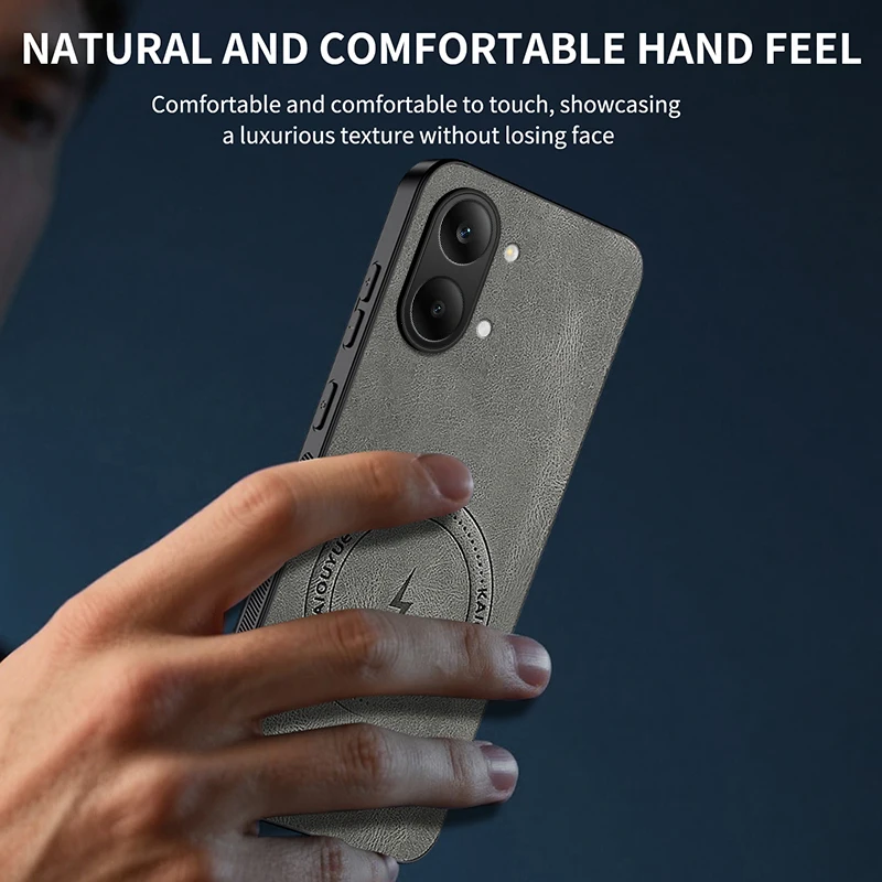 Фото Винтажный деловой чехол из овечьей кожи с магнитной застежкой для Poco X8 Pro Max, Poco X8 Pro, Poco X7 Pro №5
