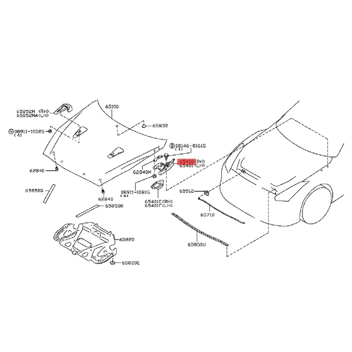 1 пара шарниров для передней крышки капота 65401-JF00B 65400-JF00B Infiniti Q50 Q60 Q70 Q70L 2014-2018