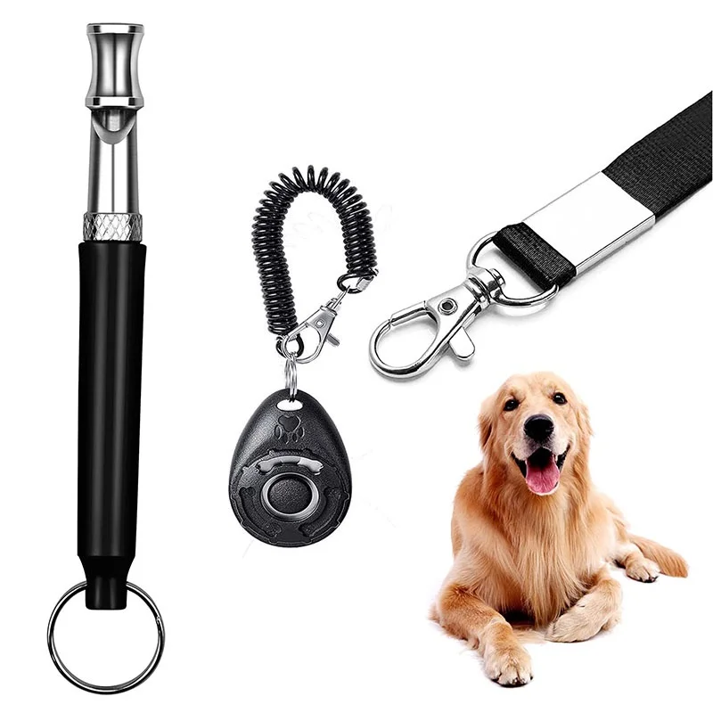 

3Pcs/Set Silent Ultrasonic Dog Whistle Kit Stop Barking Adjustable Pitch Dog Training Whistle with Lanyard Strap and Clicker