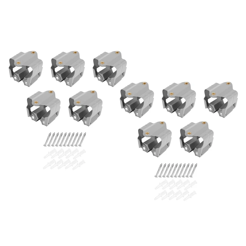 

10Pcs Kitchen Storage Organizer Mop And Broom Holder Wall Mounted Storage Rack Position Garage Holds Mop Tool Holder