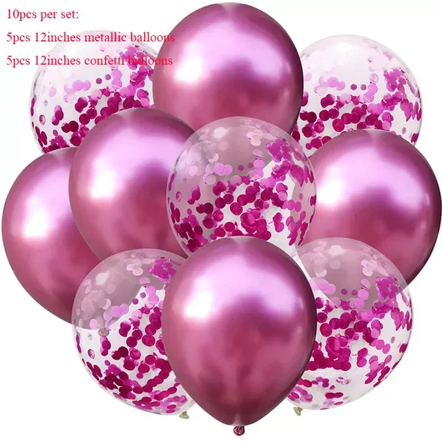 

10pcs/lot Rose Gold Confetti Balloons Wedding Birthday Party Decoration Silver Metallic Helium Globos Baby Shower Decor Balls
