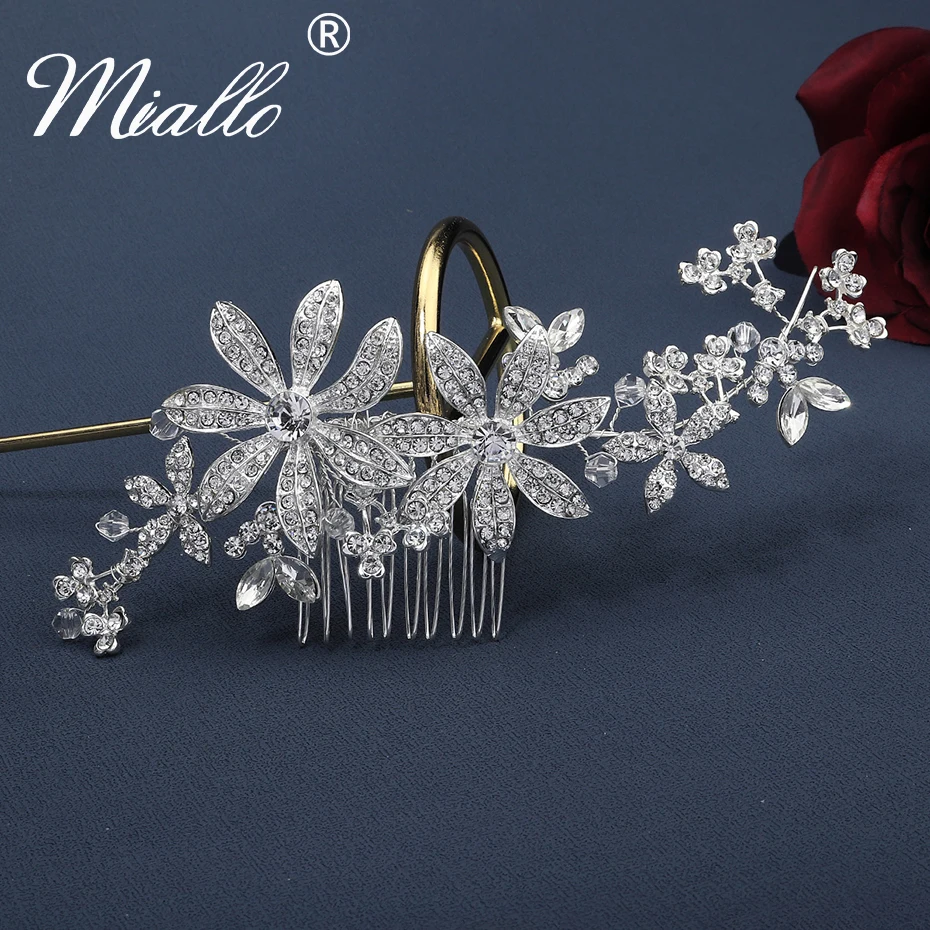

Wedding Hair Accessories Handmade Rhinestone Flower Hair Combs Bridal Jewelry for Women Party Bride Headpiece Bridesmaid Gift