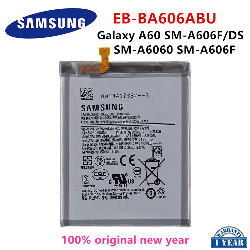 

SAMSUNG Orginal EB-BA606ABU 3500mAh Battery For Samsung Galaxy A60 SM-A606F/DS SM-A6060 SM-A606F Batteries