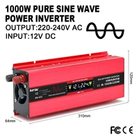 pure sine wave inverter 12v to 240v inverter vehicle power converter continuous power 1000w supports usb jack and lcd