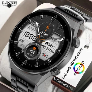 LIGE Business 454*454 HD Screen Smart Watch Men NFC Wireless Charger Waterproof Smartwatch Dial Call in USA (United States)