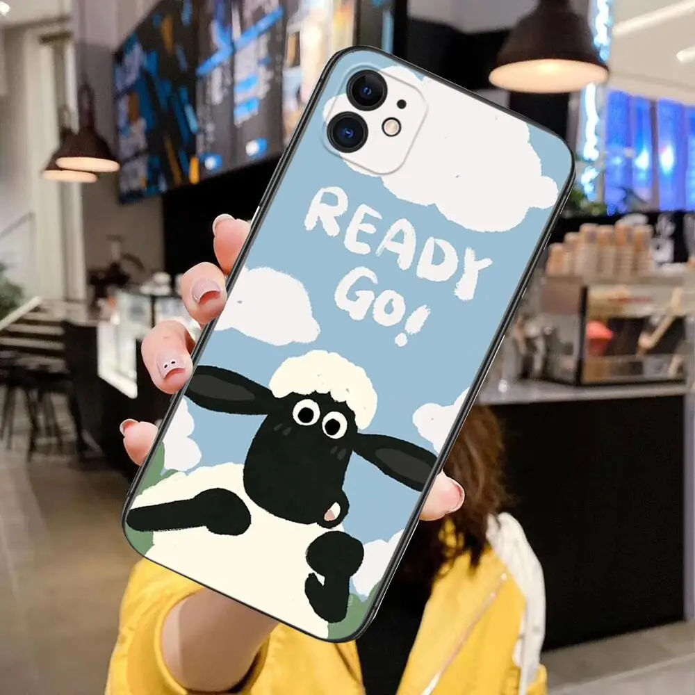 Funny Sheep Cartoon Luxury TPU Phone Case for IPhone 14 13 12 11 Pro Max Mini SE XR X XS  Max 8Plus 7plus 6 6S Black Phone Cover