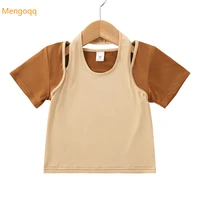 summer children thin cool short sleeve patchwork top t shirts kids baby clothing 4 7y