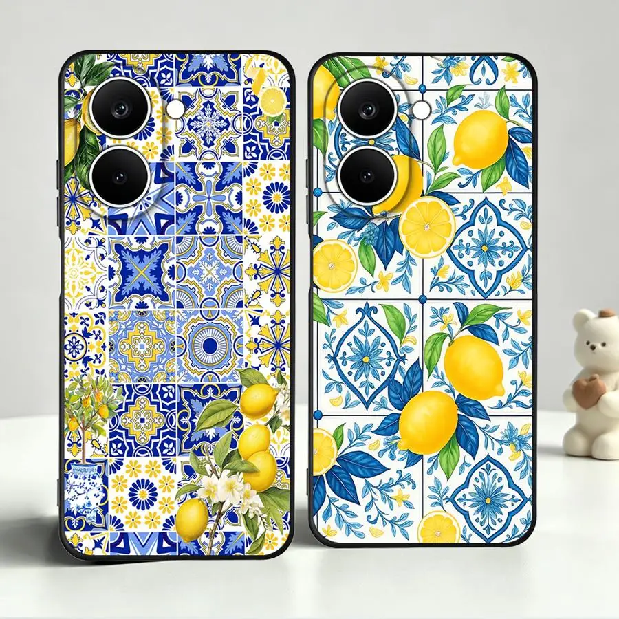 Фото Чехол для телефона Xiaomi Poco F8 C71 C75 X3 X4 X5 X7 F1 M5 M3 M4 M7 C61 C50 F3 C85 с узором «Средиземноморский лимон» №1