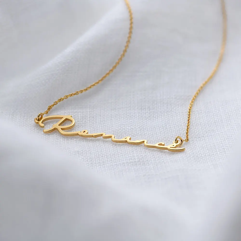 

MYDIY Custom Name Necklace Personalised Letter Gold Plated Chain Pendant Choker Stainless Steel Necklaces For Women Jewelry Gift