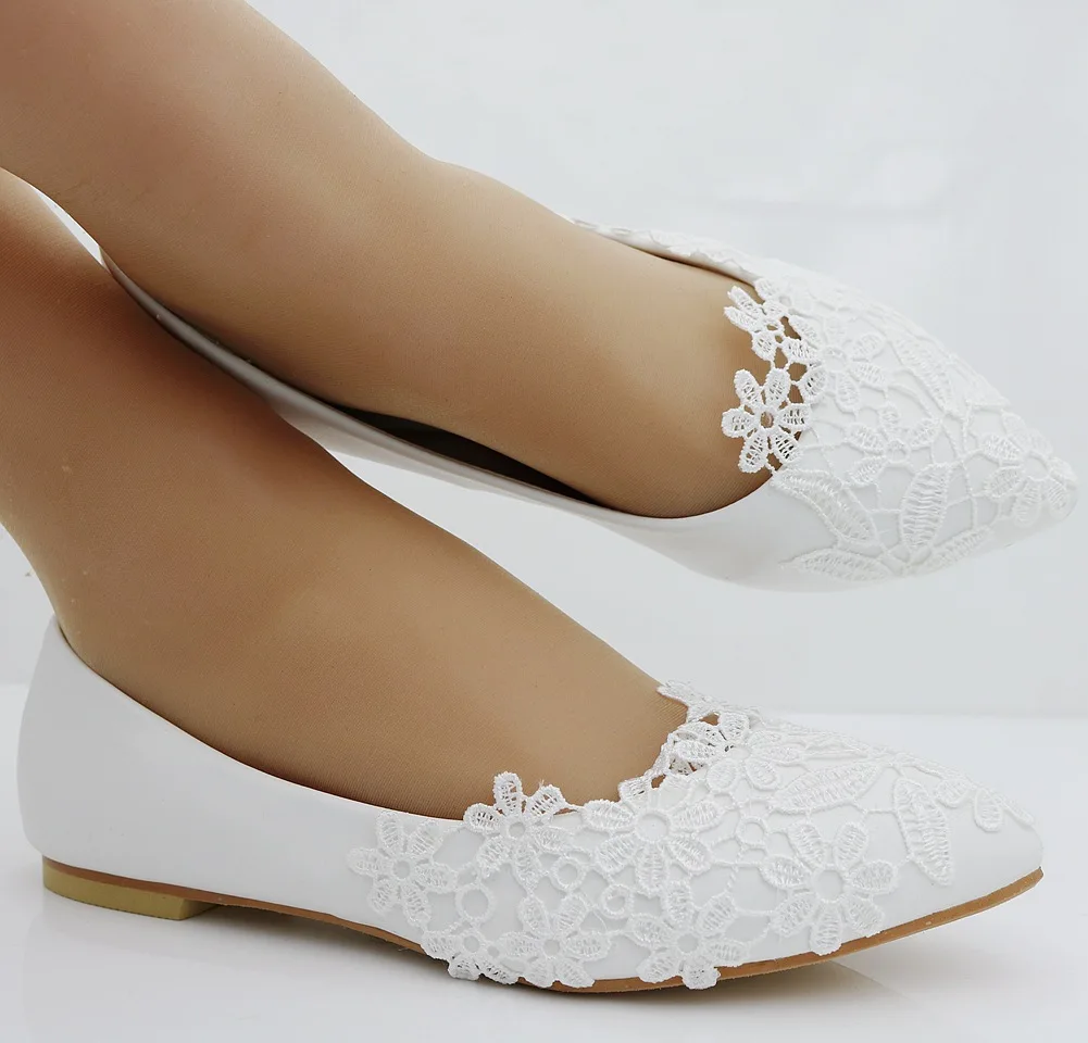 Sexy wedding shoes bride Flat Autumn Classic Shoes White Lace Springl Wedding Casual Shoes Flat For Women Princess Wedding  Shoe