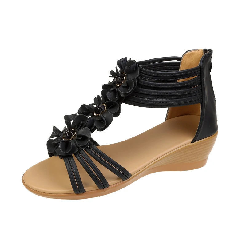 2023 New Sandals Summer New Women's Fashion Platform Mid Heel Open Toe Wedge Sandals Soft Leather Sexy Casual Shoes