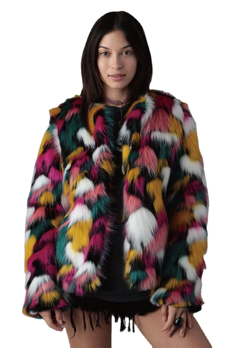 Fur Coat Women Autumn and Winter Color Faux Fur Coat Women Winter Coat Women