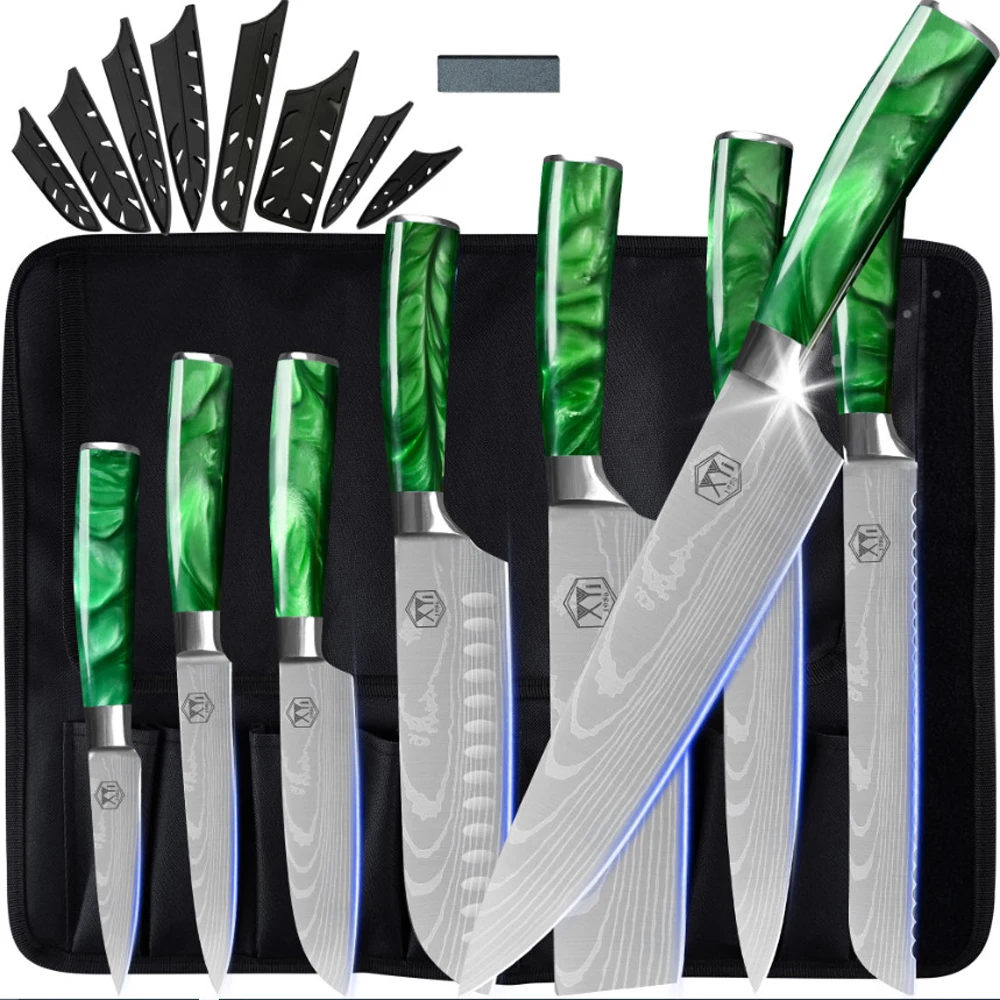 

XYj Professional Chef Knives Set Portable Stainless Steel Fixed Blade Japanese Kitchen Tools Kit Cooking Slicing Santoku Knife