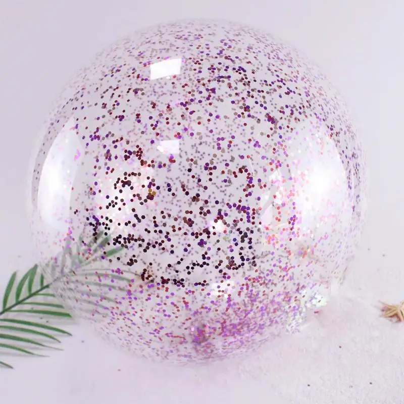 

Super Transparent PVC Flash Ball Water Toy Photo Props Inflatable Sequins Summer Beach Pool Ball Toy Outdoor Fun & Sports Toys
