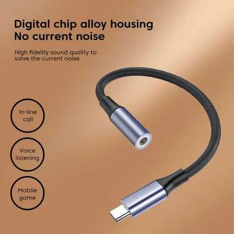USB-адаптер для наушников типа C на разъем 3,5, USB-C 3 5 мм, аудиокабель-конвертер для IPhone 15 15 Pro MAX Samsung Galaxy Huawei Xiaomi