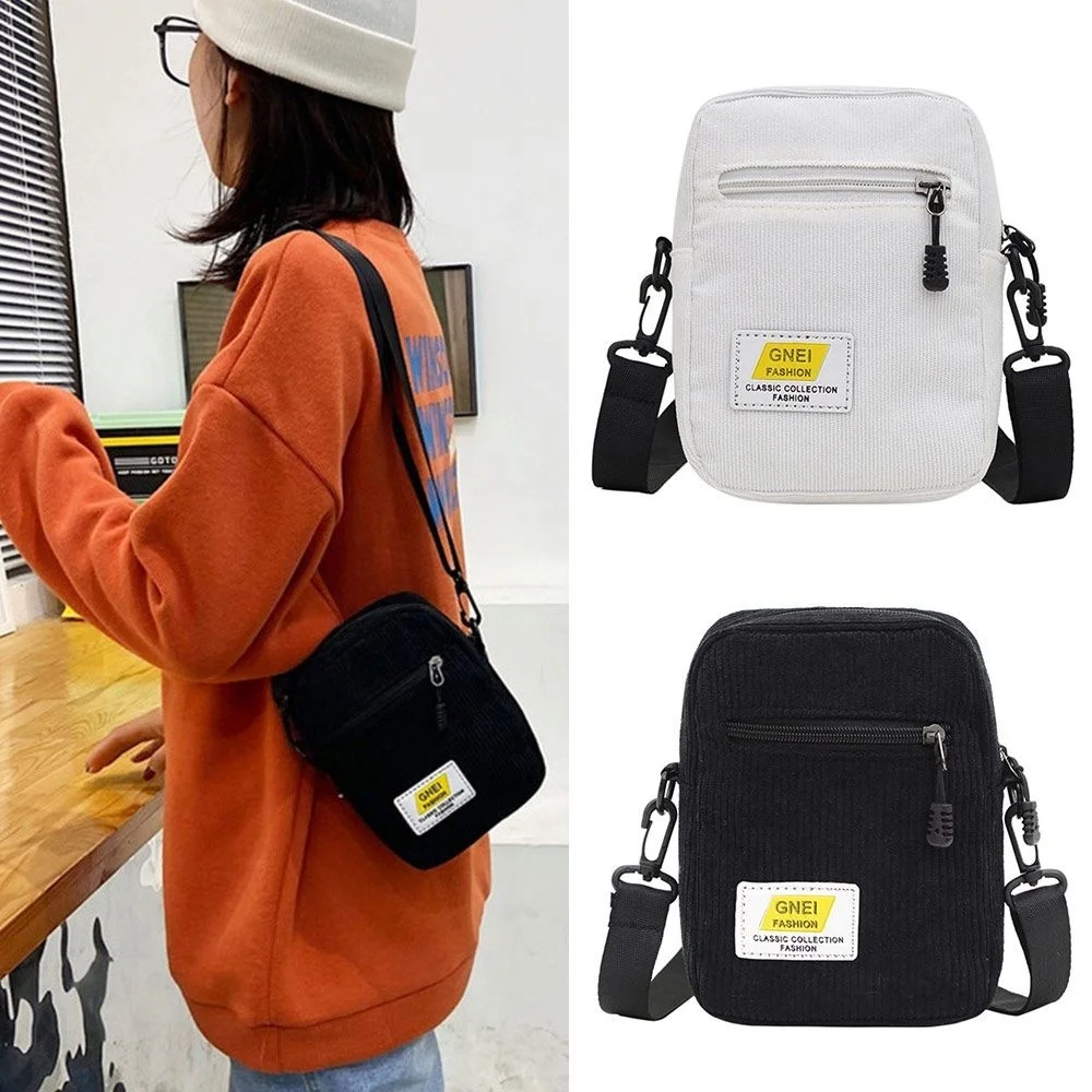 

High Quality Fashion All-match Ladies Shoulder Bag Brand New Corduroy Messenger Bag Multi-layer Zipper Handbags
