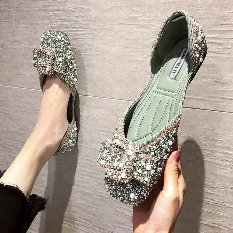 2023 Spring Summer New Fashion Buckle Slip-on Flat Shoes Rhinestones Comfortable Casual Designers Shoes Women's Shoes Zapatillas