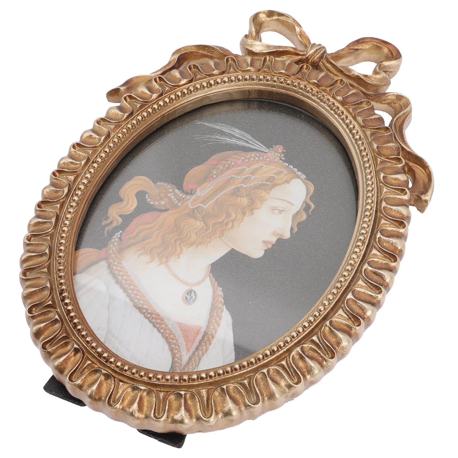 

Frame Photo Picture Display Resin Tabletop Vintage Holder Oval Ornament Wall Rustic Memory Box Standing Table Floral Photos
