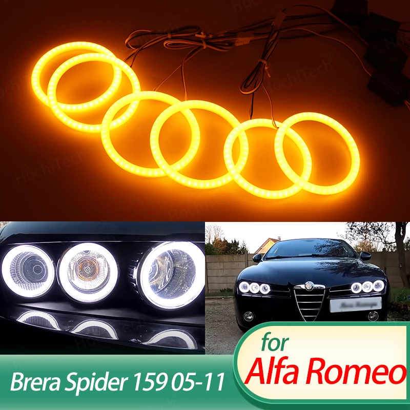 Switchback-kit de anillos de Halo de Ojos de Ángel para coche, 6 piezas DRL superbrillantes para Alfa Romeo Brera Spider 159 2005-2011 algodón, LED