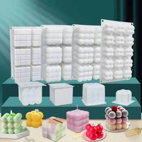 3d bubble candle molds cube silicone forms mould for candles soap making resin baking cake jelly ice cream supplies decor tools