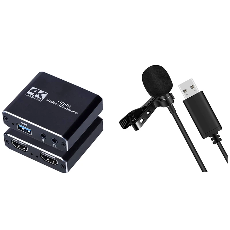 

1 Pcs Universal USB Lavalier Microphone & 1 Pcs HDMI HD Video Capture Card