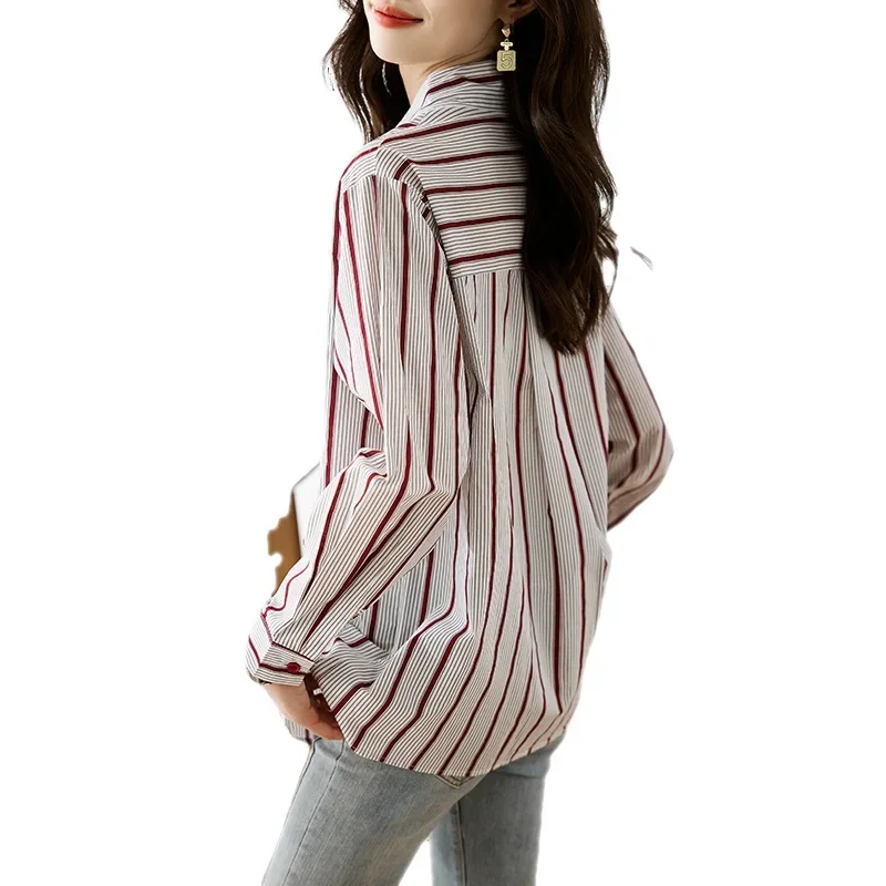 Женский шифоновый кардиган в полоску стильная повседневная осенняя одежда с