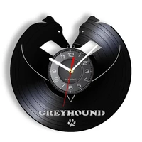 greyhound vinyl album re purposed record wall clock european dog breed sighthound sport racing dog vinyl disk crafts clock watch