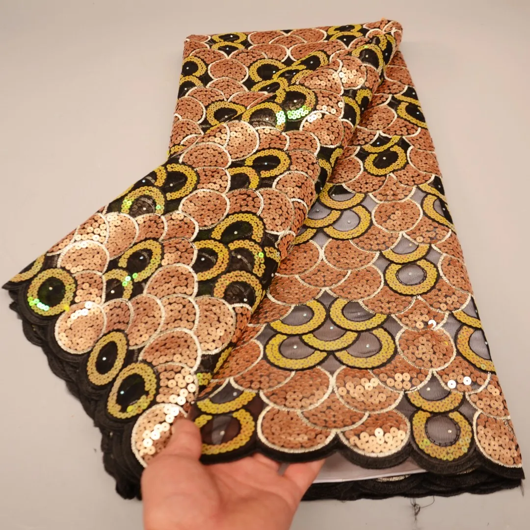 

5 ярдов, уникальное французское кружево с блестками, высококачественный африканский тюль, шнур, Кружевная Сетка, вышитая кружевная ткань, горячая распродажа