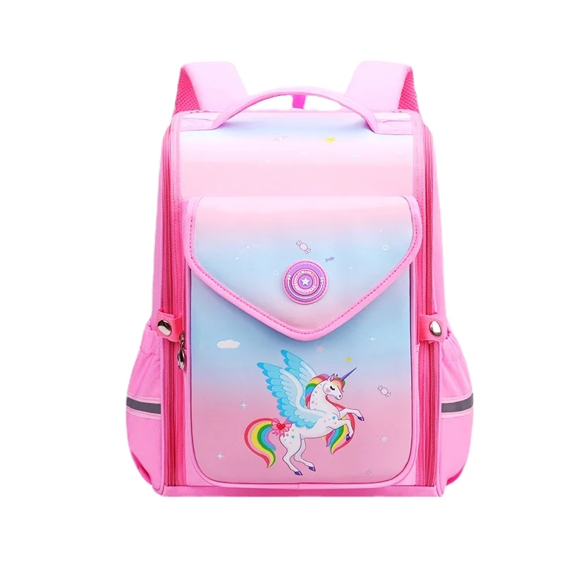 New Grade 1-6 Gradient Pink Children Cartoon Unicorn Mermaid Dinosaur Backpacks Girl Boy British Style Fashion Large Schoolbags
