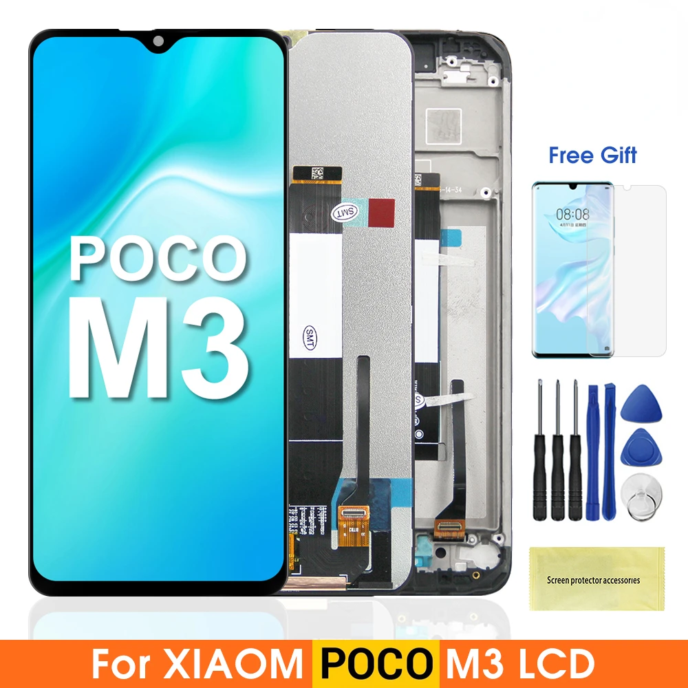 Original PocoM3 Display Screen With Frame for Xiaomi M3 M2010J19CG M2010J19CI Lcd Display Touch Screen Digitizers