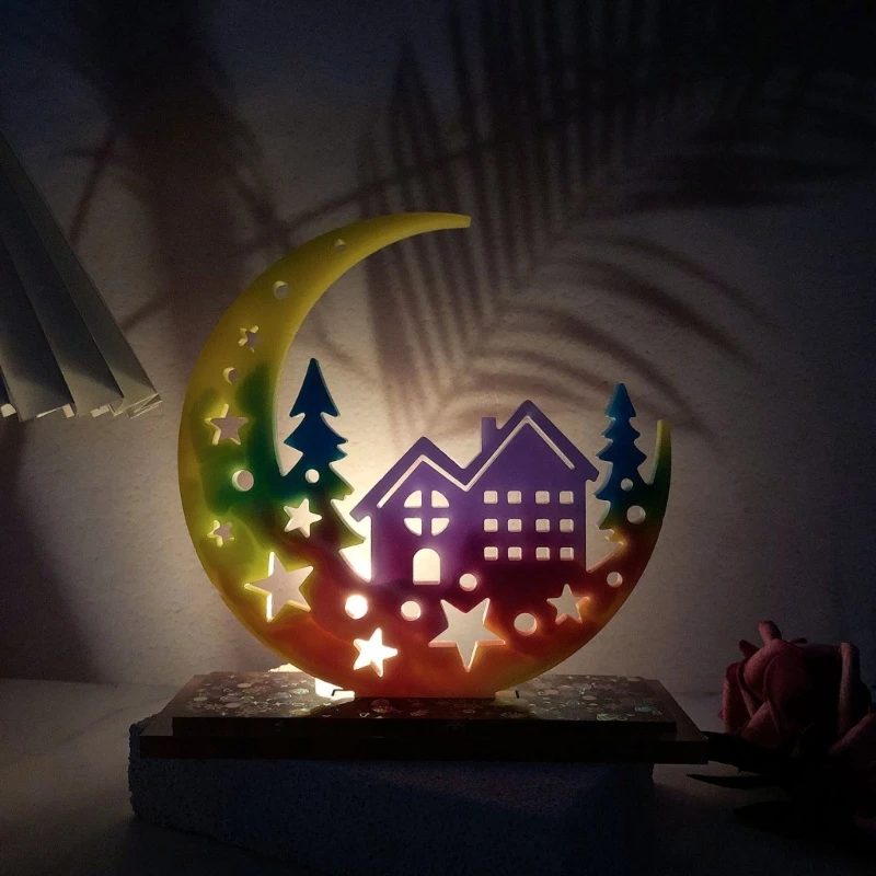 Формы для орнаментов ручной работы форма домика на дереве и луне из смолы