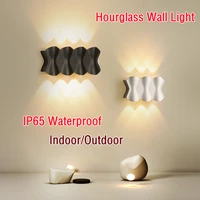 led wall lamp ip65 outdoor exterior wall aisle park villa waterproof blackwhite hourglass spotlight factory direct sales