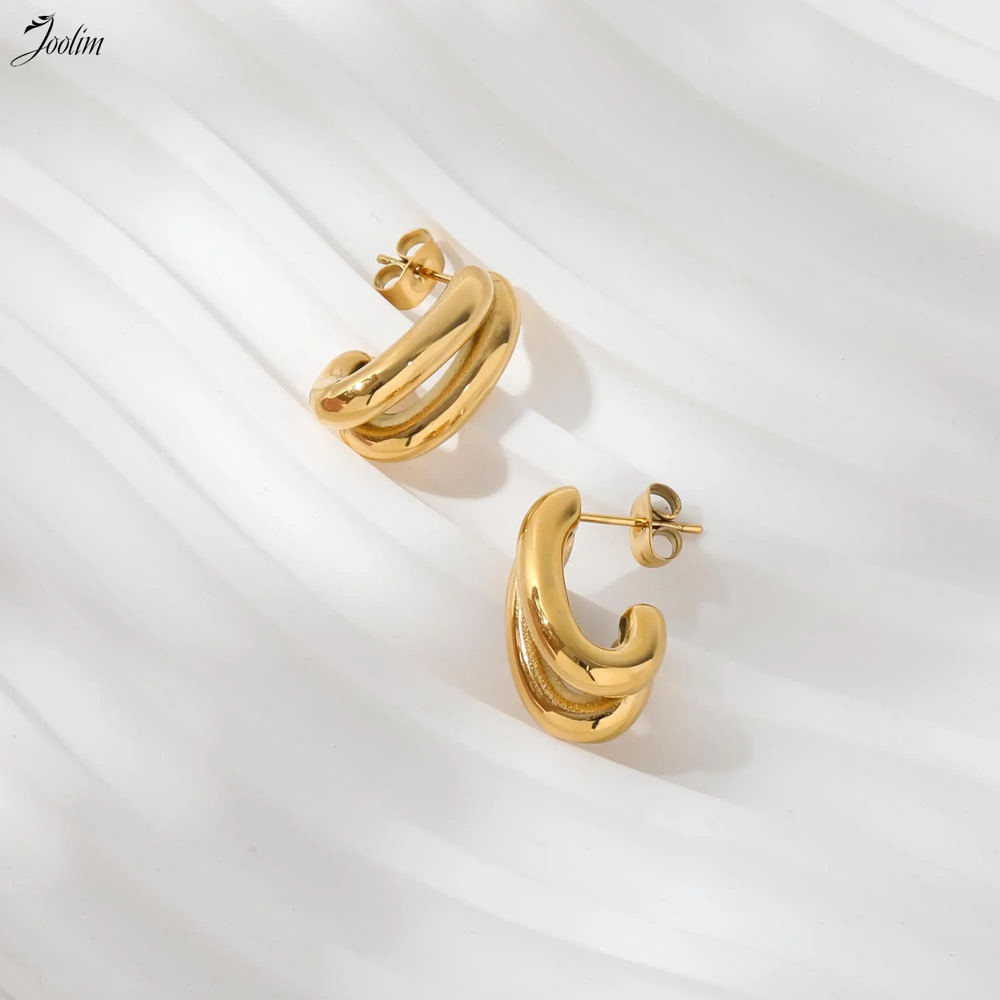 Серьги-кольца JOOLIM из нержавеющей стали женские ювелирные украшения с