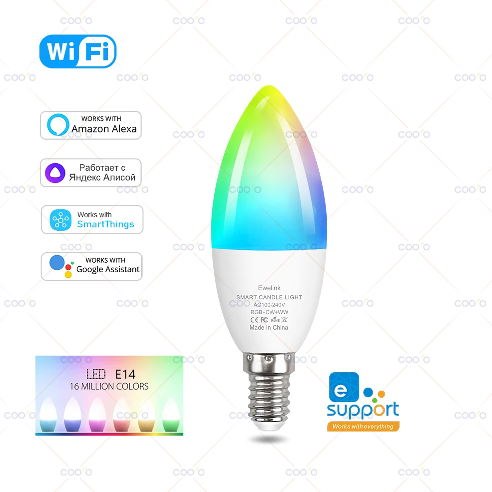 

Умные светодиодные лампы Ewelink E14 RGB Coolo