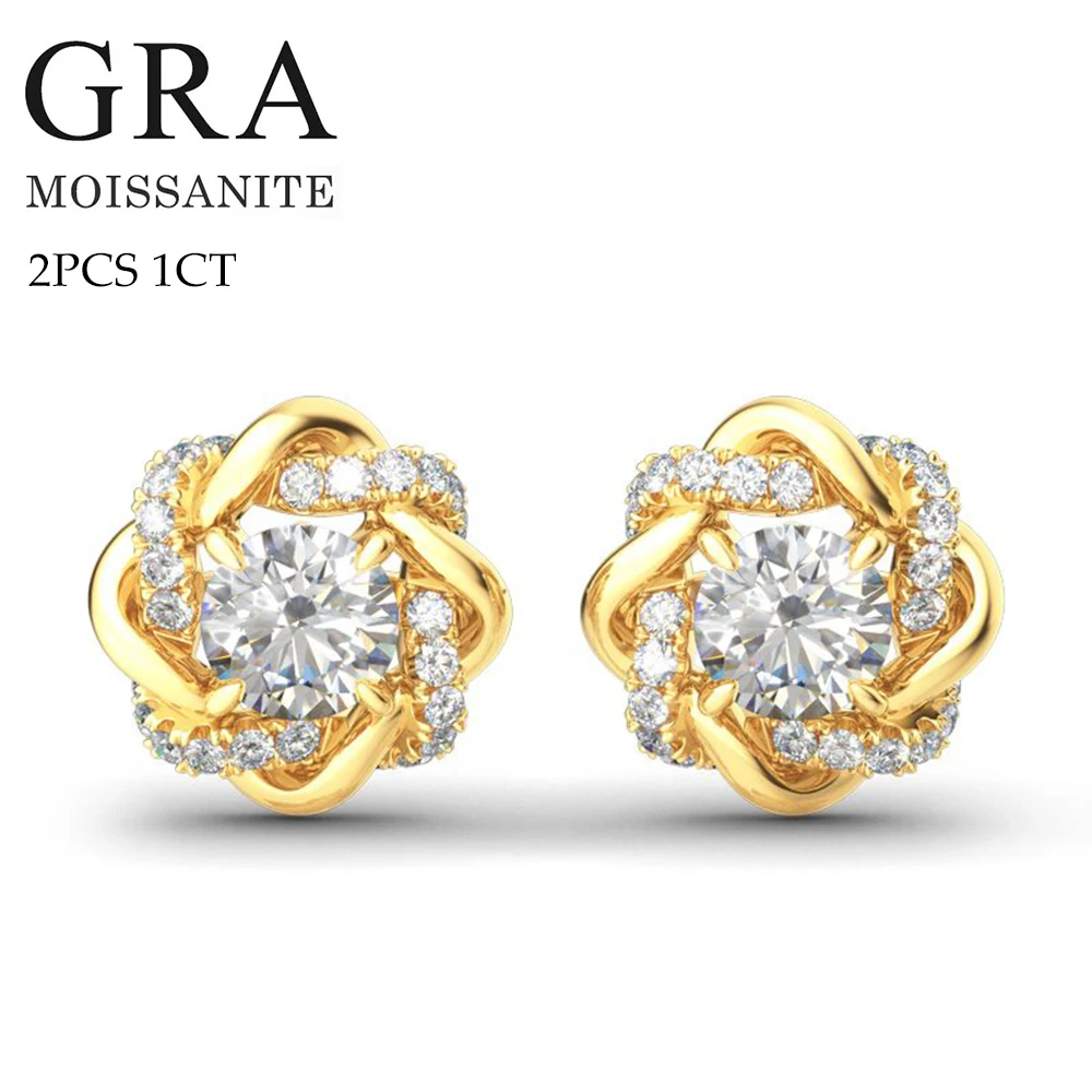 

Trend Knot of Love 2 Carat 6.5mm Moissanite Stud Earrings GRA Certificate 925 Sterling Silver Studs Women Jewelry Factory Price