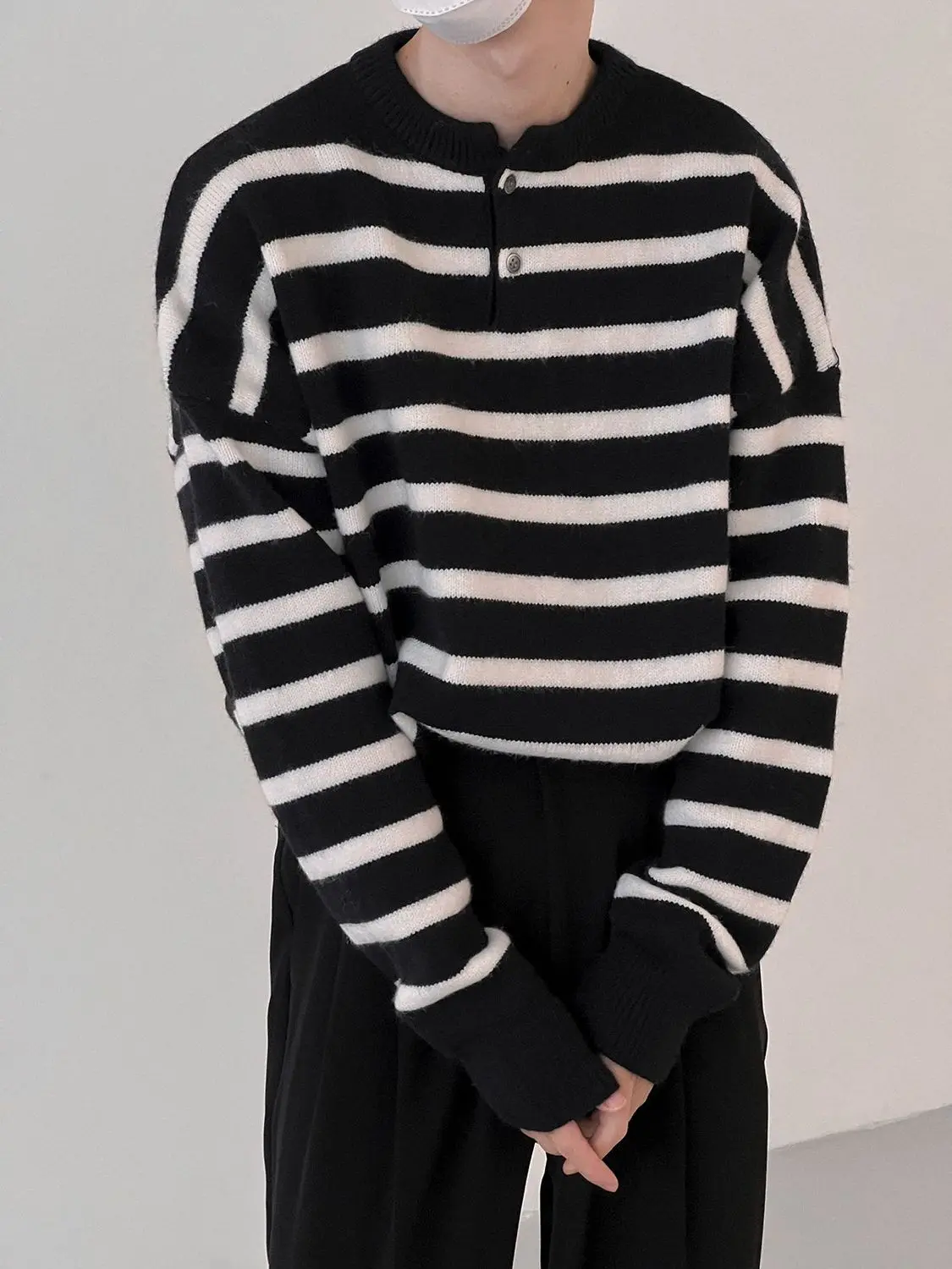 Fashion Spring Autumn Winter Fashion Men's Casual Loose Tess Knitted Pullover Sweater Soft Warm Striped Gentle