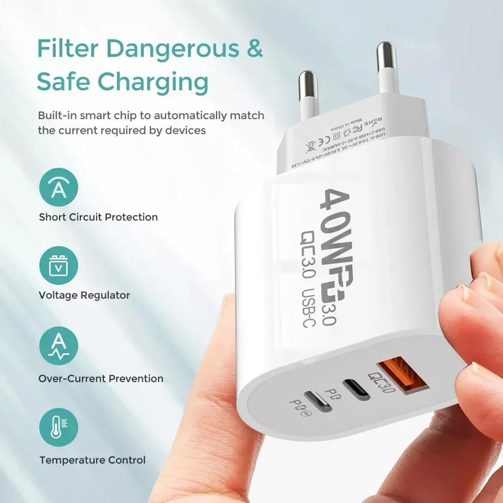 Устройство для быстрой зарядки 40 Вт USB Тип C