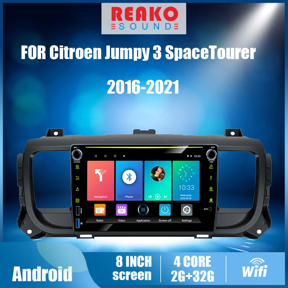 

REAKOSOUND 8 INCH 2 Din Android Car Radio For Citroen Jumpy 3 SpaceTourer 2016 - 2021 GPS Navigation Car Multimedia Player