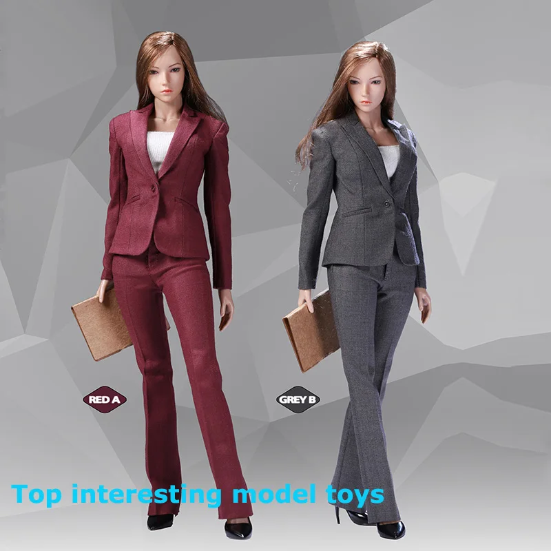 

POPTOYS X 30 1/6 Female Soldier Office Worker Suit Red Western Suit Coat Pants for 12 Inch Action Figure Accessories