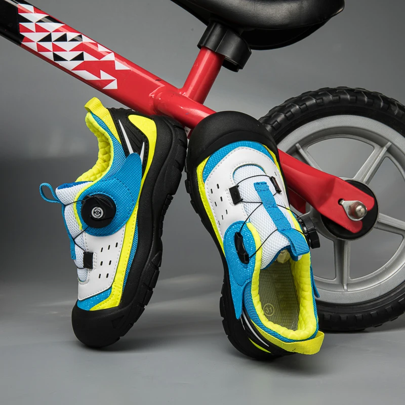 Children's professional bicycle shoes mtb balance bike sports shoes training anti-skid mountain bike road shoes rubber soles