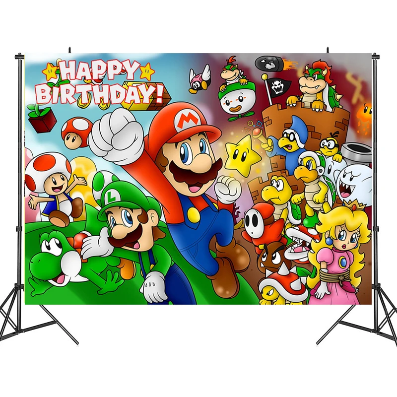 Игровой оригинальный фон для дня рождения в стиле супер Марио Братья тканевая