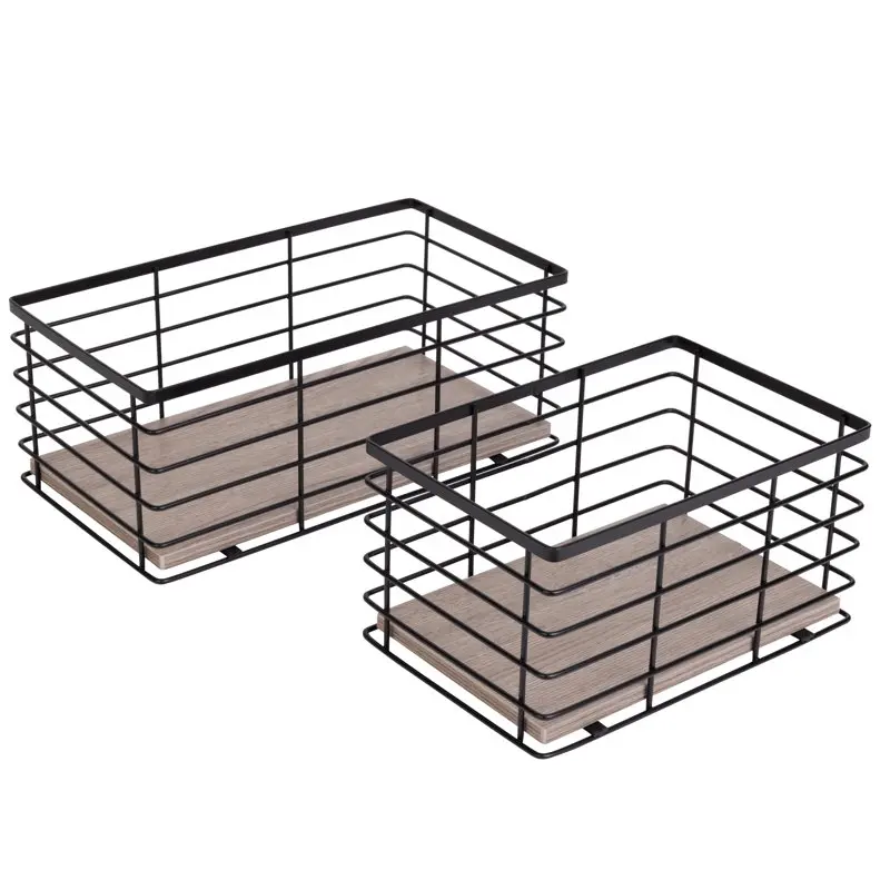 

2 Pack Premium Elegant Look Black & White Wood Accents Caddy - Keep Your Home Organized