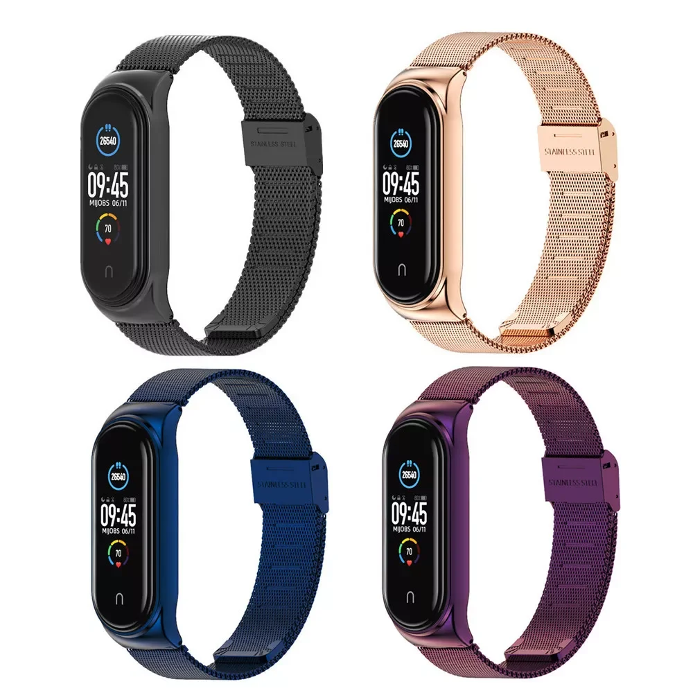 

Watch Strap For Xiaomi Mi Band 6 5 4 3 Watch Band Stainless Steel Milan Card Deduction Universal Metal Strap High Quality