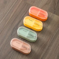 1pc pills cutter pill box 2 in 1 transparent mini portable quickly split medicine divider dustproof pill storage box organizer