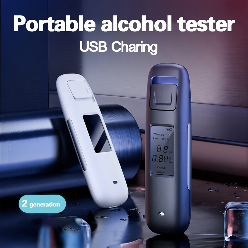 

USB Rechargeable Alcohol Tester High Precision Breath Analyzer Tester Non-Contact Body Meter Alcohol Detection Device for Driver