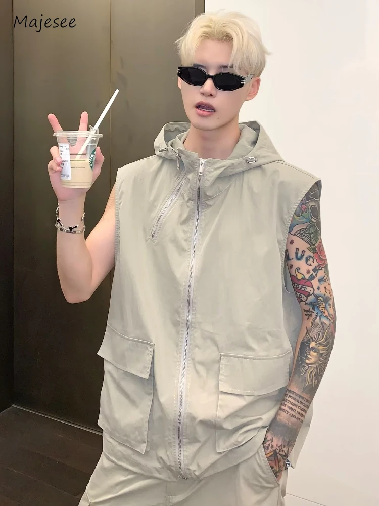 Летние жилеты для мужчин уличная американская стильная шикарная универсальная
