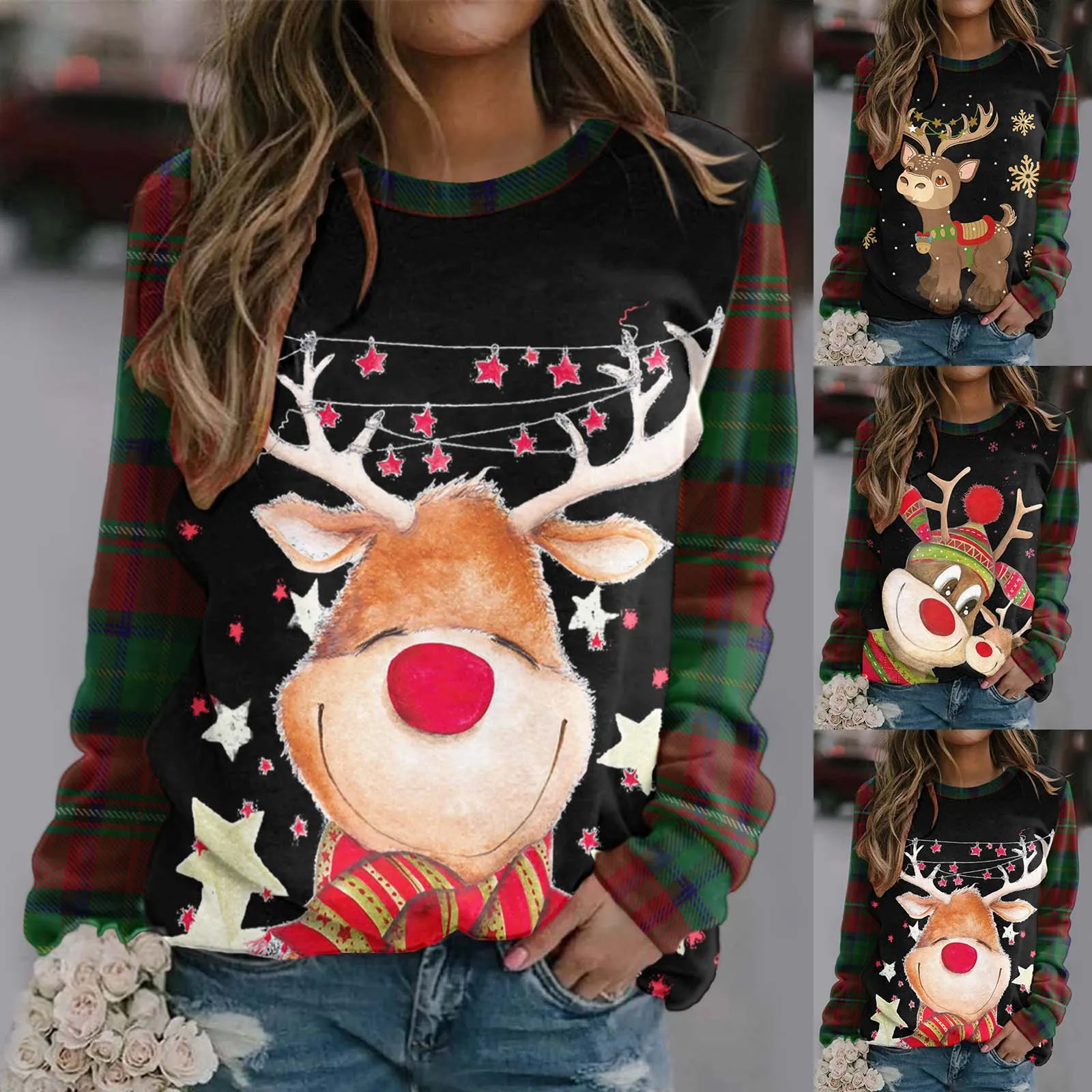 

Женский свитшот с круглым вырезом, с принтом