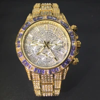 missfox iced out watch men round luminous gold mans wristwatch quartz fashion hiphop diamond watches dropship gentleman gift